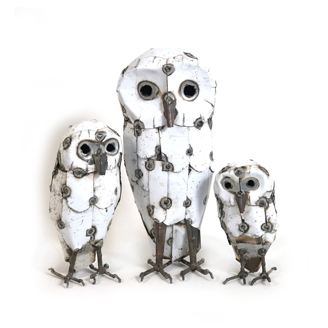 Recycled Metal Snowy White Owl - Thumbnail 4