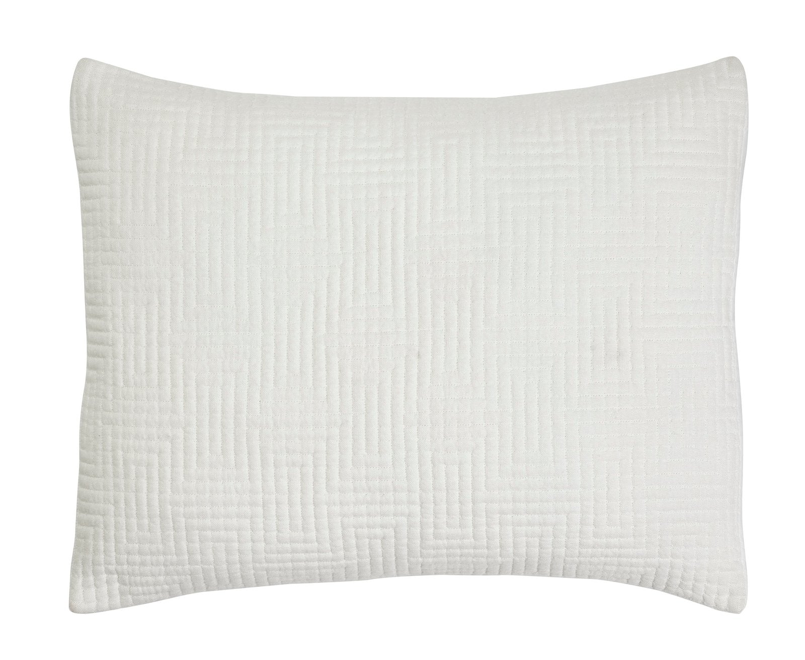 KS-199-2036_1|White quilted coverlet sham with elegant geometric stitching, offering sophisticated texture and comfort for your bed.