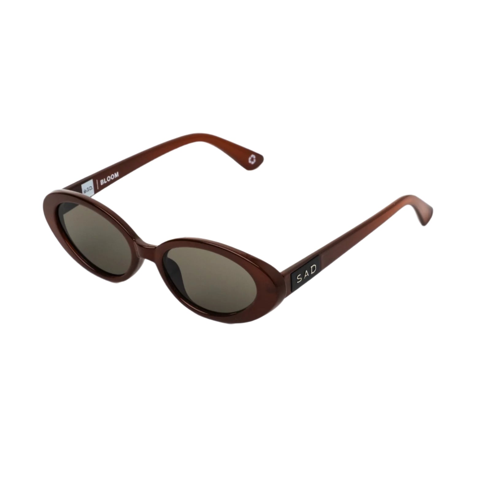 Sad Eyewear Bloom oval sunglasses in tobacco red with tinted black lenses