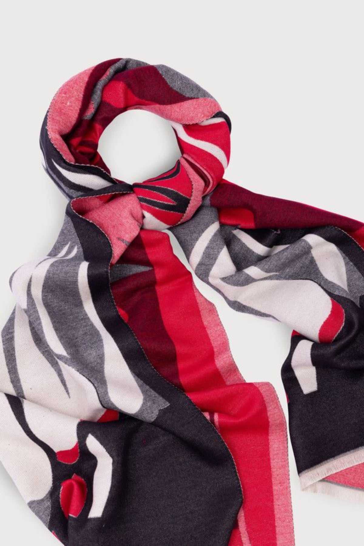 Abstract Bloom Reversible Scarf - RED