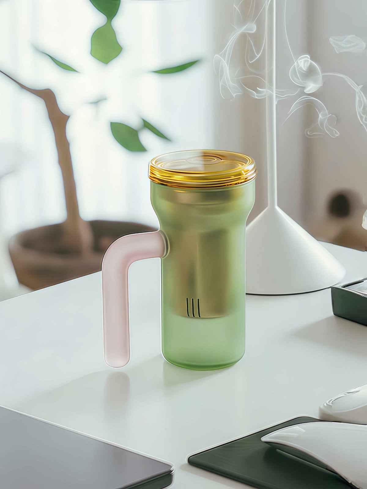 Color Play Lidded Glass Tea Infuser Mug – Cute Dopamine Loose Leaf Tea Cup for the Office, Dishwasher Safe -Mugs- Color Play Lidded Glass Tea Infuser Mug-green - INSPECIAL HOME