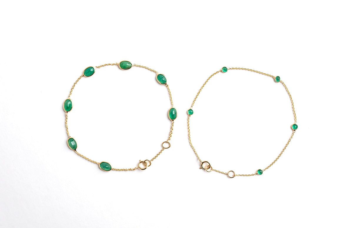 Emerald Spark (large) minimal everyday fine jewelry in solid gold and sterling 925 silver with natural gemstones.