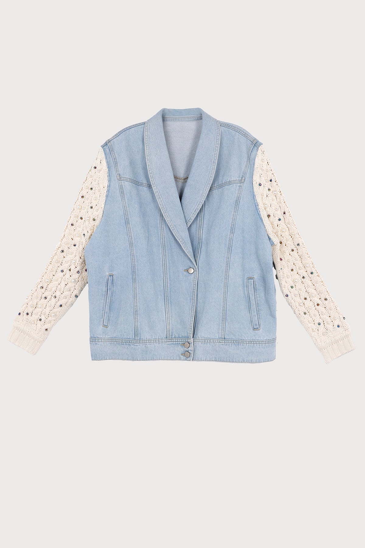 Pearl Knit Denim Jacket - Denim