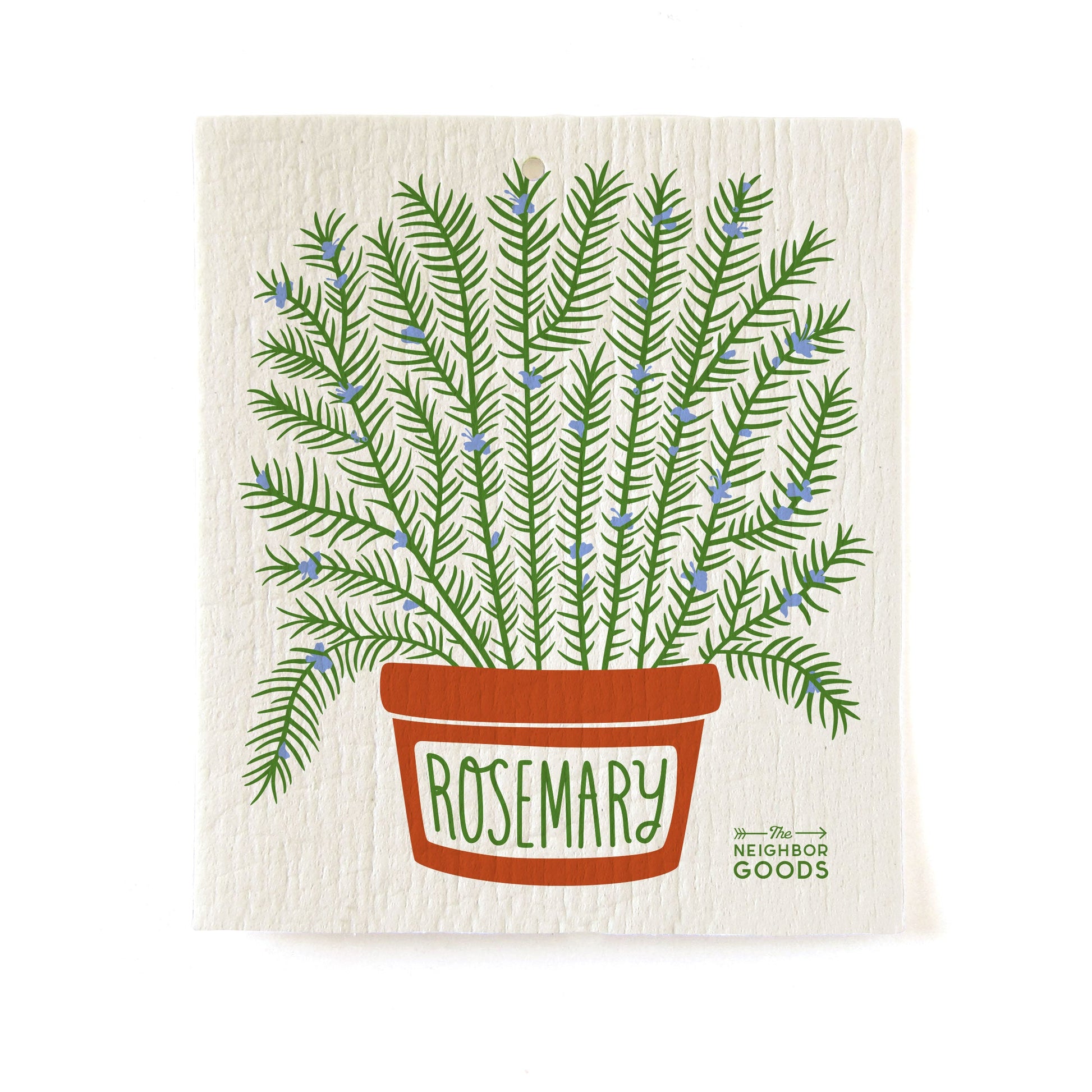 Reusable Swedish sponge cloth with rosemary design