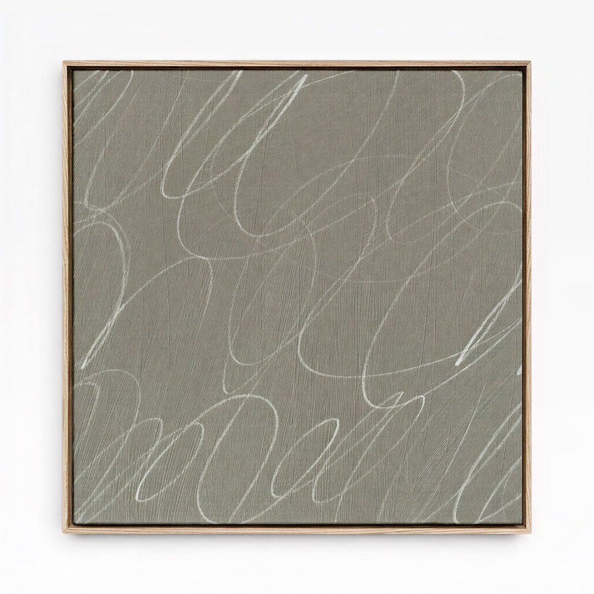 Abstract Marks in Neutral Framed Canvas Wall Art in French Linen