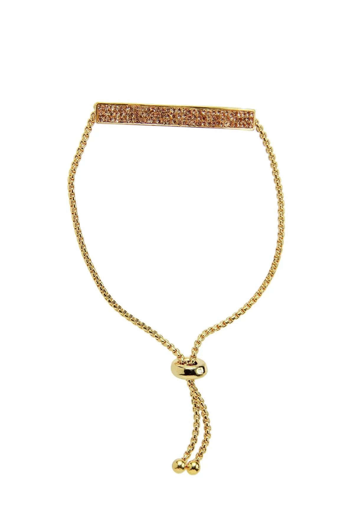 Dainty Crystal Bar Bracelet Gold