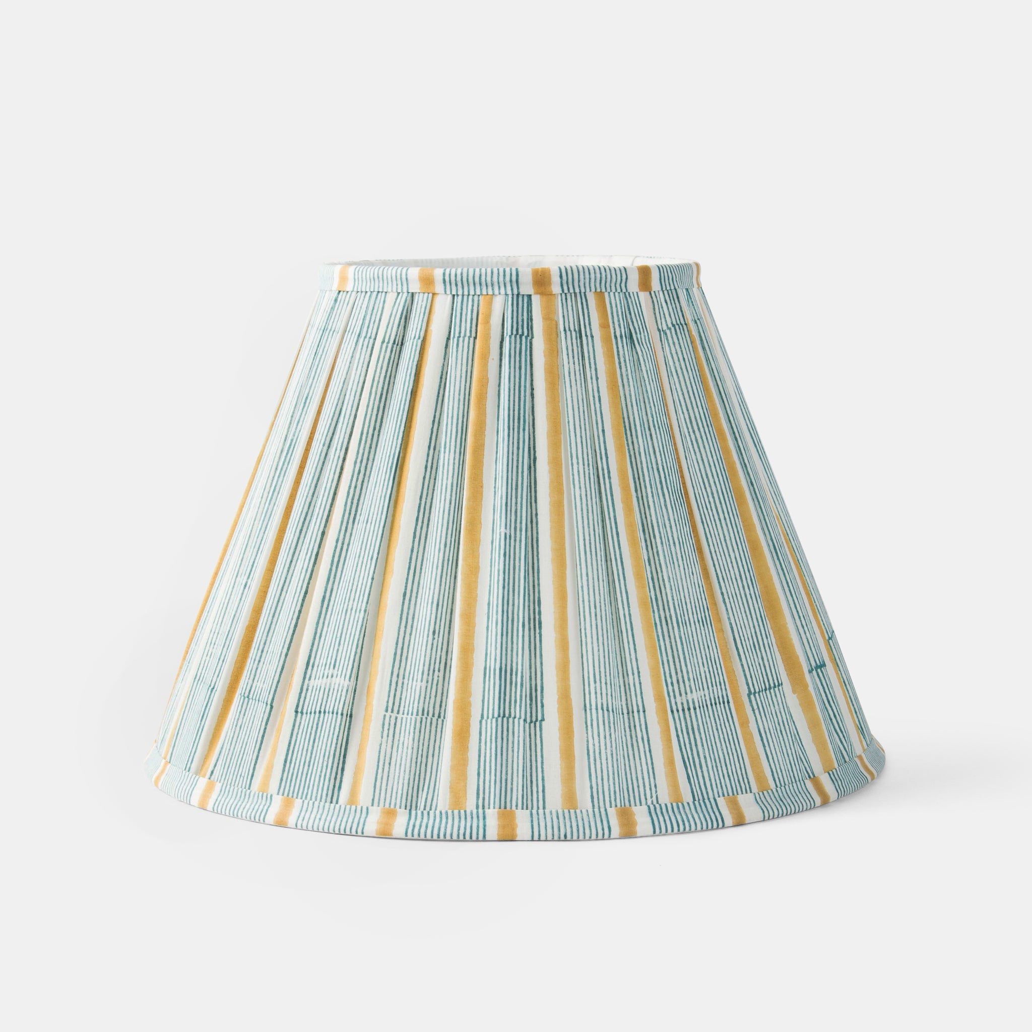 Blue and yellow striped cotton lampshade