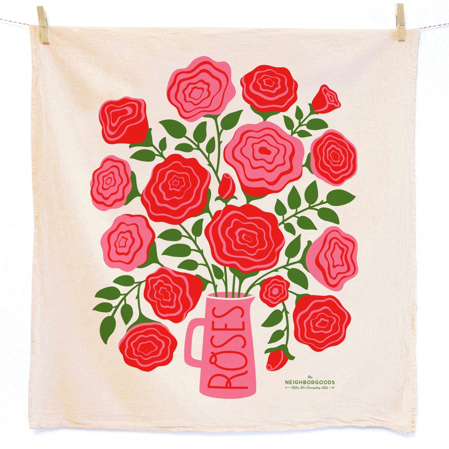 Reusable Swedish sponge cloth with rose design