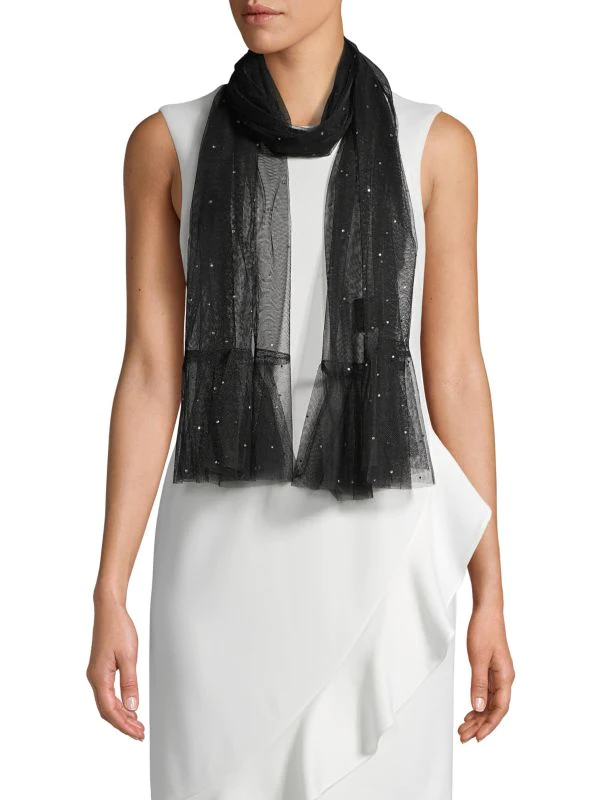 Glamazon Sheer Crystal Scarf Black