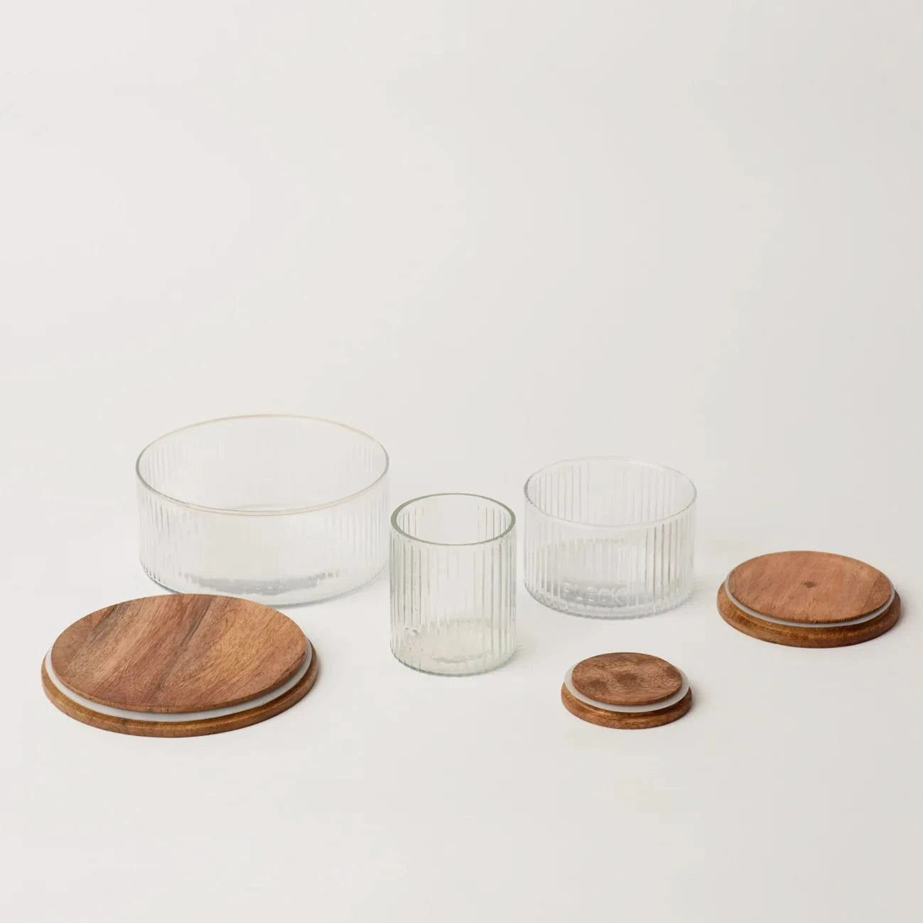Fluted Glass Storage Jars - set of 3 - Thumbnail 3