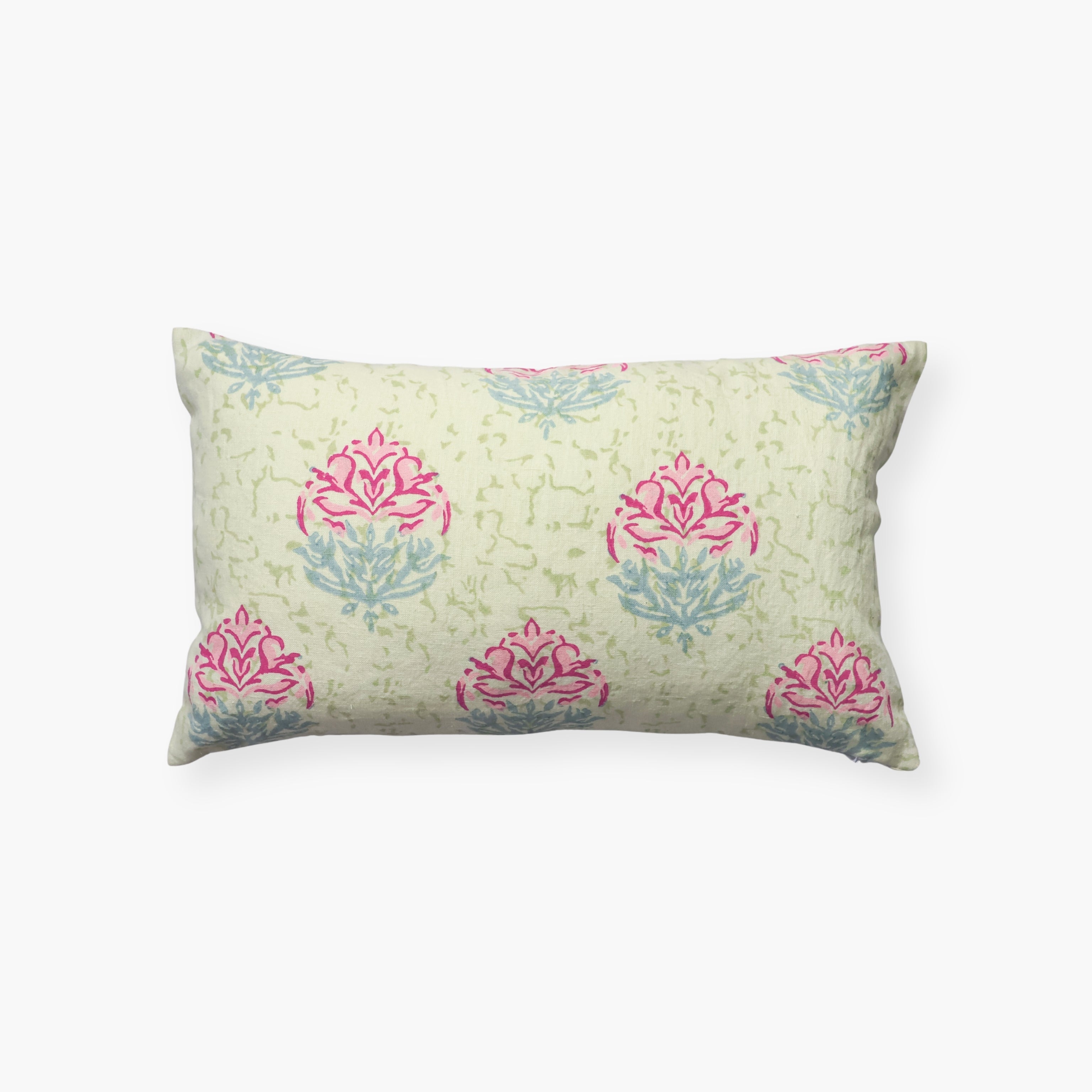 Vana - Lumbar Pure Linen Throw Pillow Cover - Aloe Green