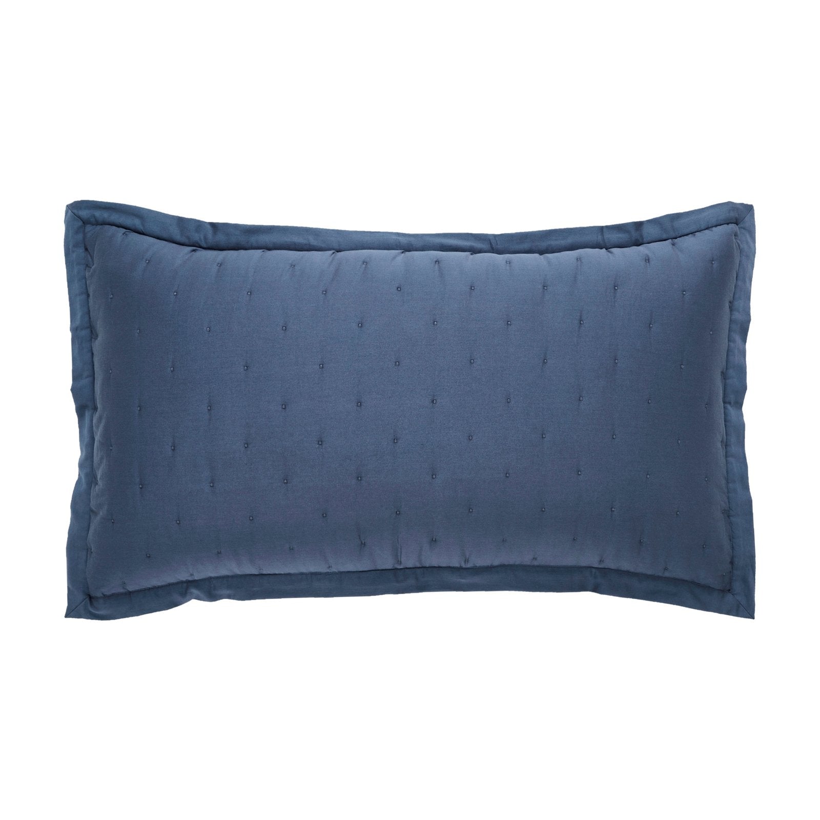 KS-357-2036_1|Deep blue rectangular quilted pillow sham with subtle stitched patterns, perfect for adding texture to bed decor.