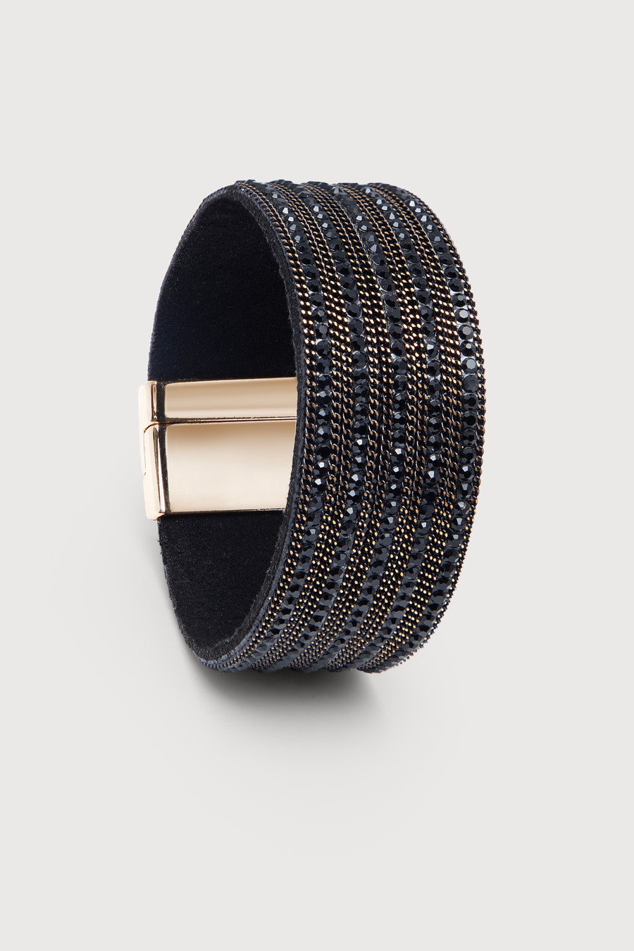 Black Suede Beaded Bracelet - Black