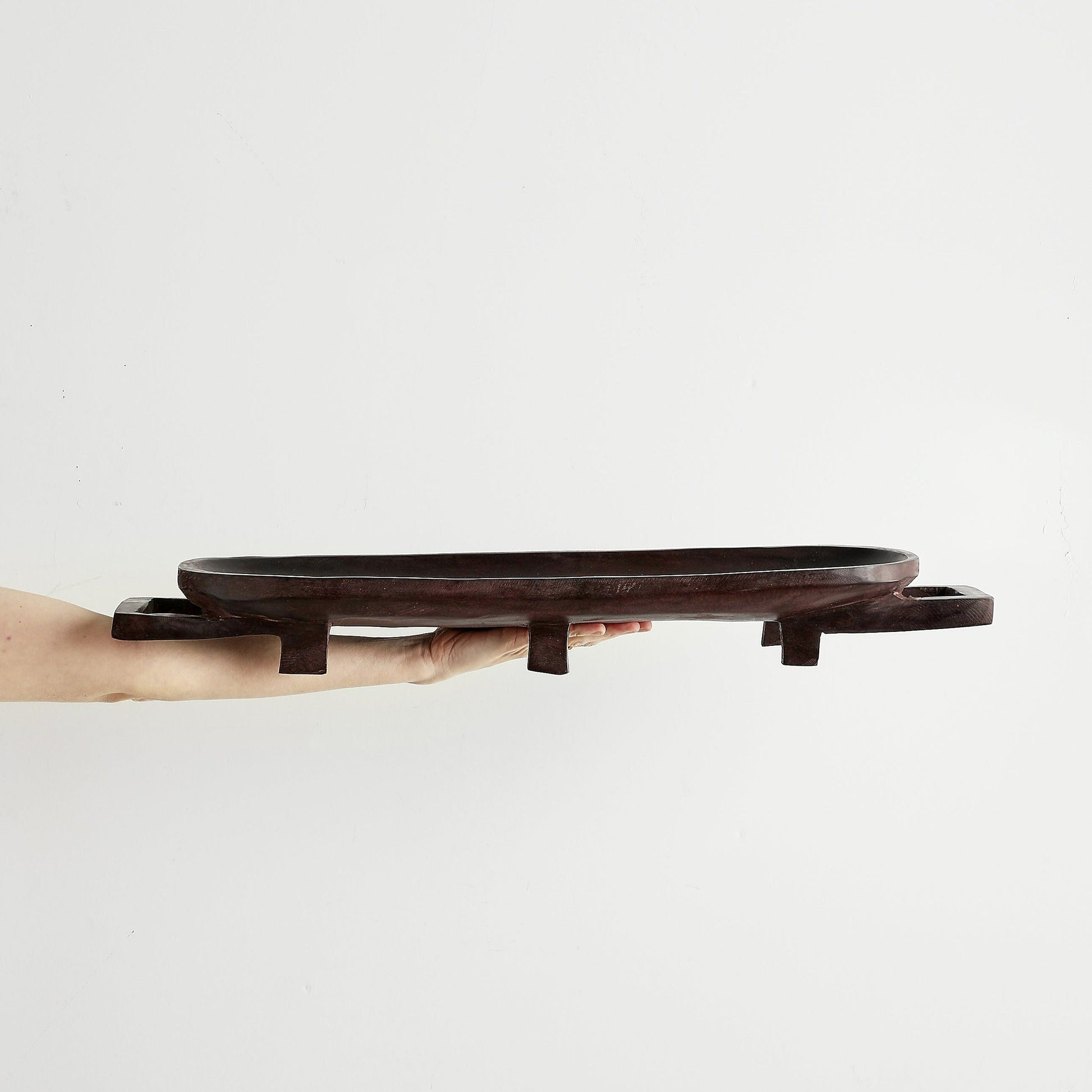 Handmade black wooden large tray