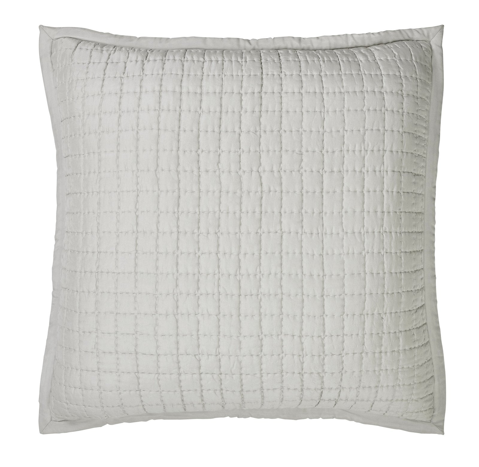 ES-198-2626_1|Modern light grey coverlet featuring a neat geometric grid quilting pattern, providing a tailored and stylish appeal.