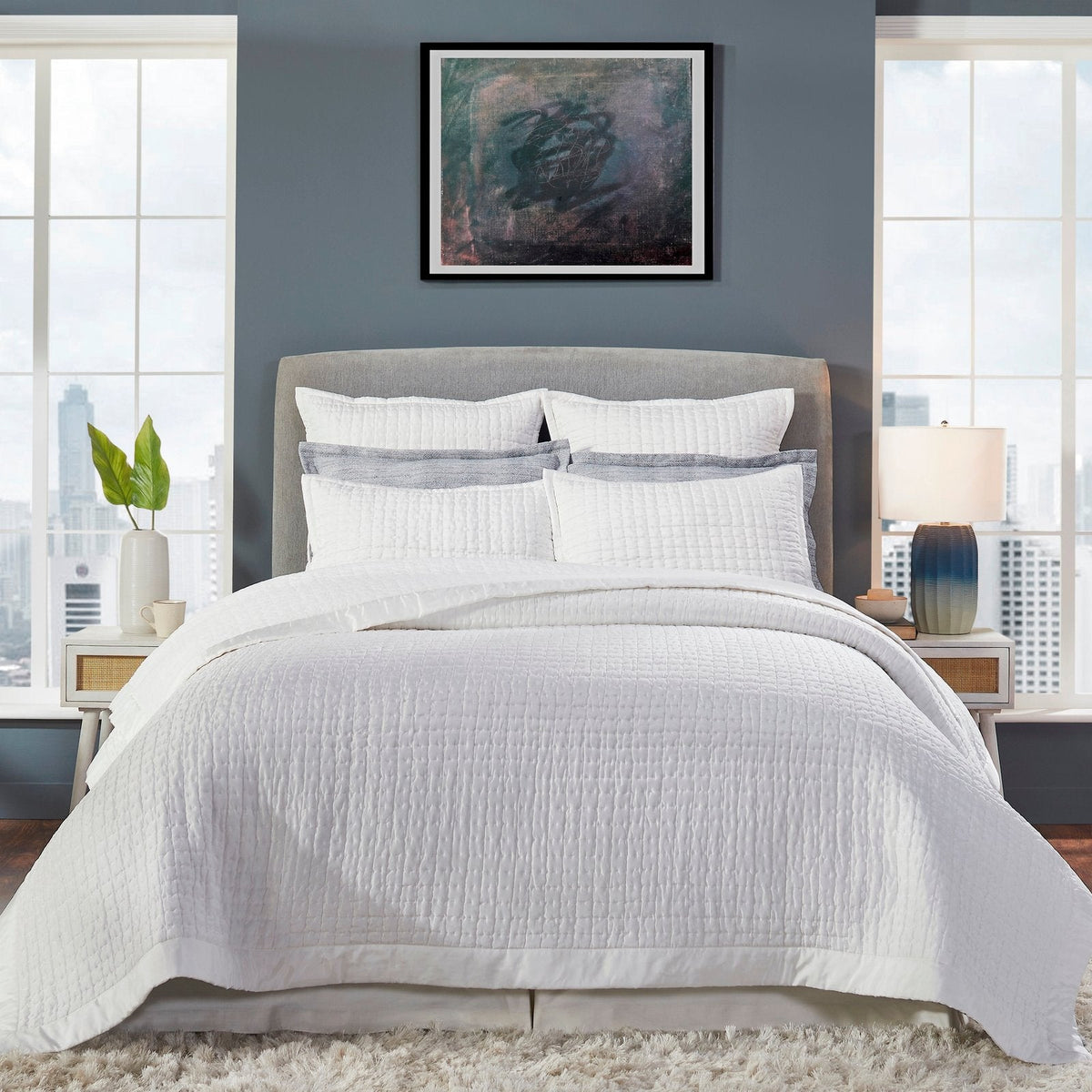 CL-176-X_1|White classic quilted coverlet set, premium soft cotton blend, king size for elegant bedroom comfort.