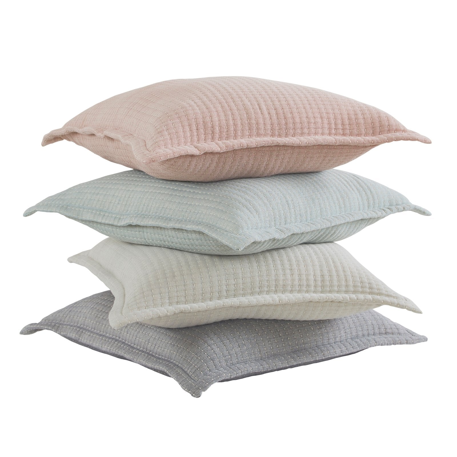 KS-108-2036_1|Stack of four textured woven blankets in blush, mint, ivory, and grey, offering versatile cozy comfort and style.