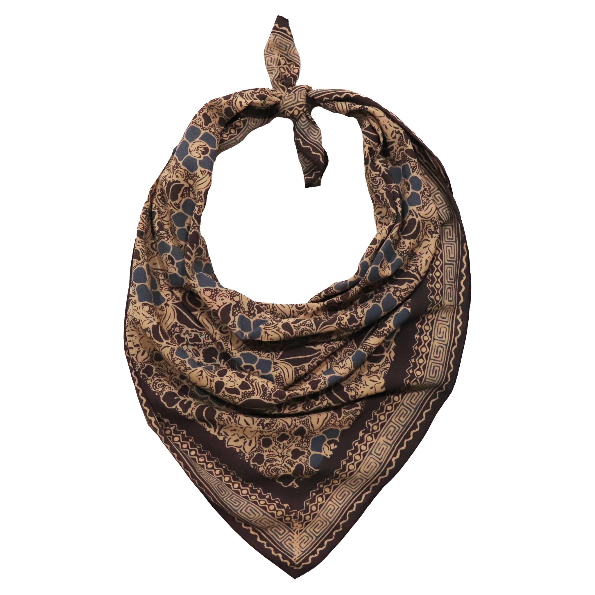 Large 39" Hand Dyed Batik Bandana - Spotted Flowers