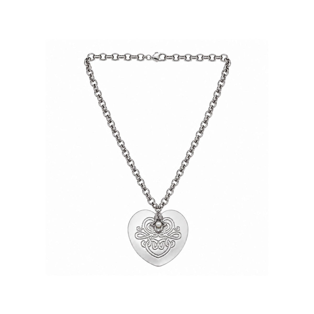 The Silver Valora Heart Pearl Necklace