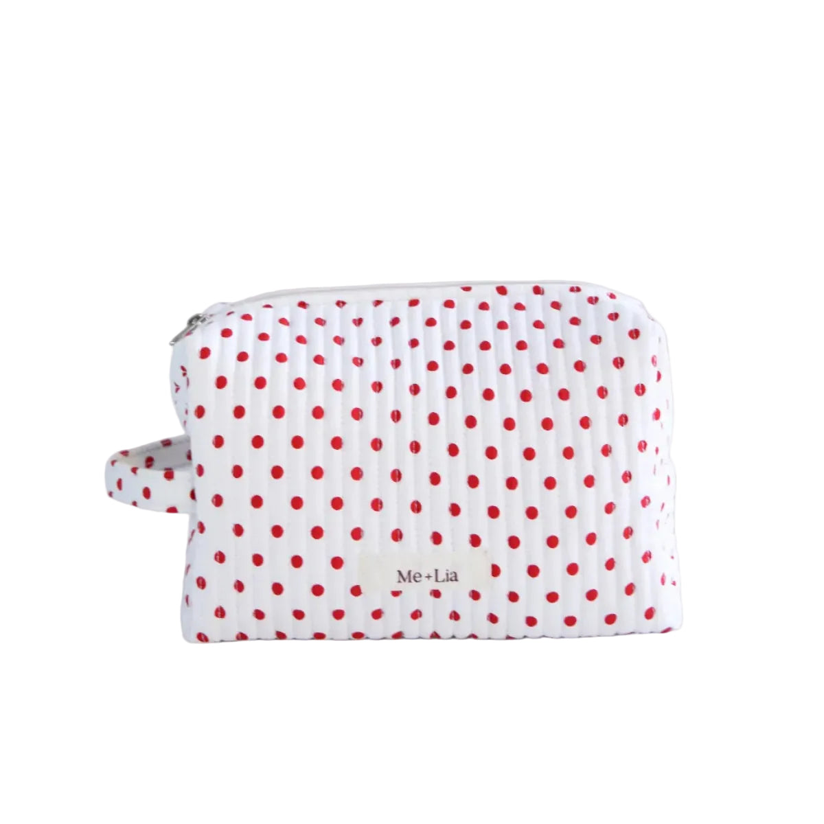 Polkadot Red Make-up Bag Large — interior of red polka dot cotton cosmetic bag