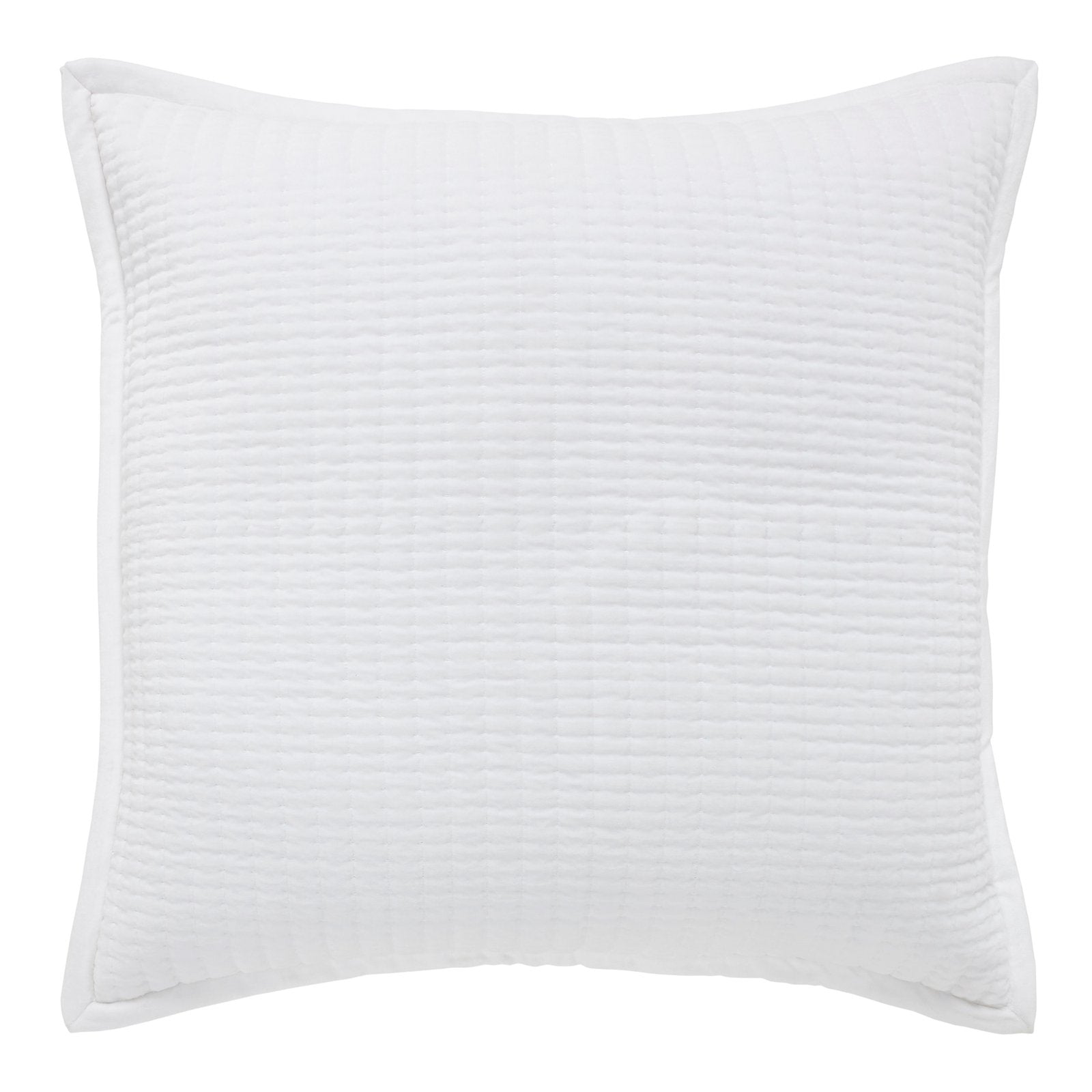 ES-187-X_1|Crisp white quilted square throw pillow, offering a subtle textured accent and supportive comfort for any decor.