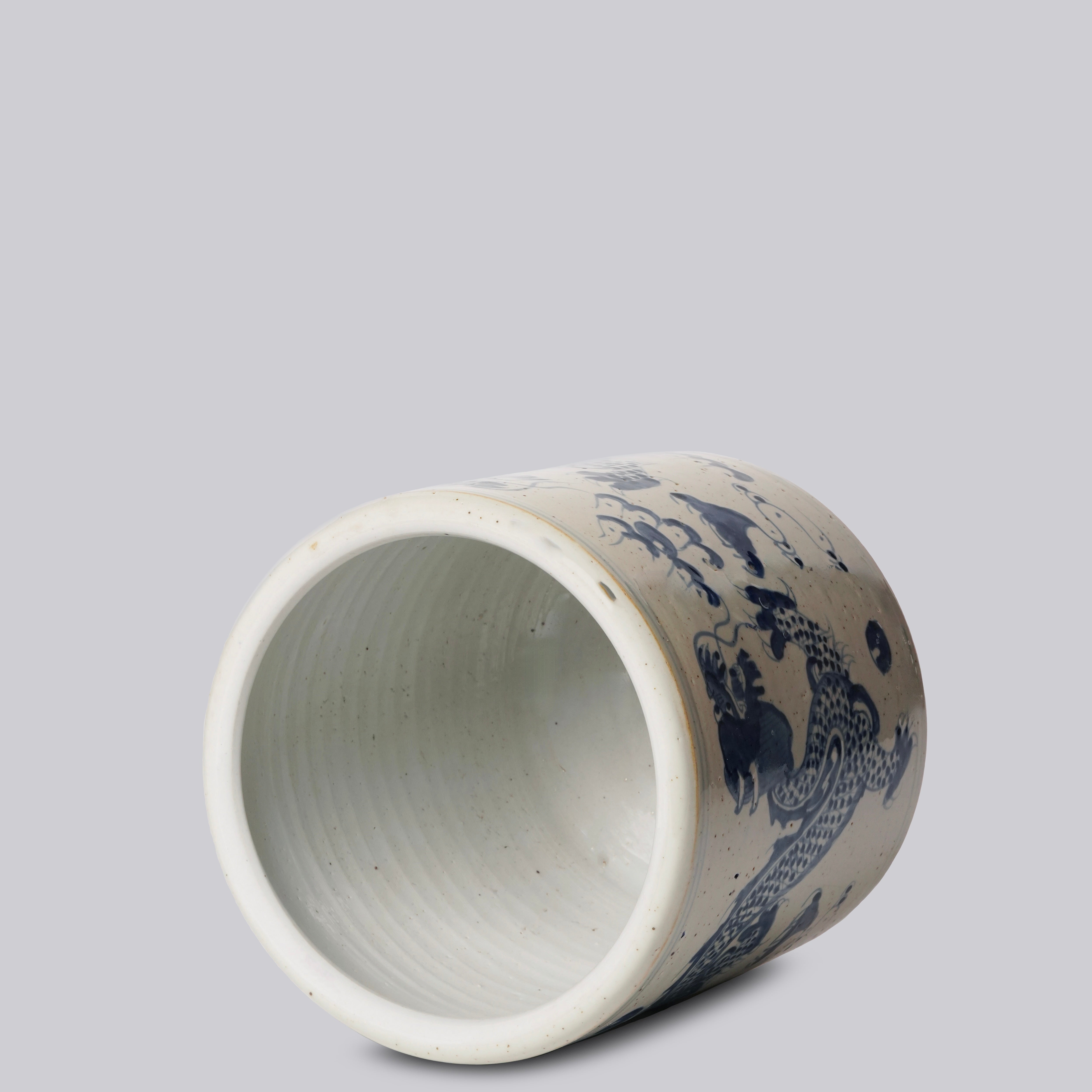 Blue and White Porcelain Dragon Footed Cachepot - Thumbnail 4