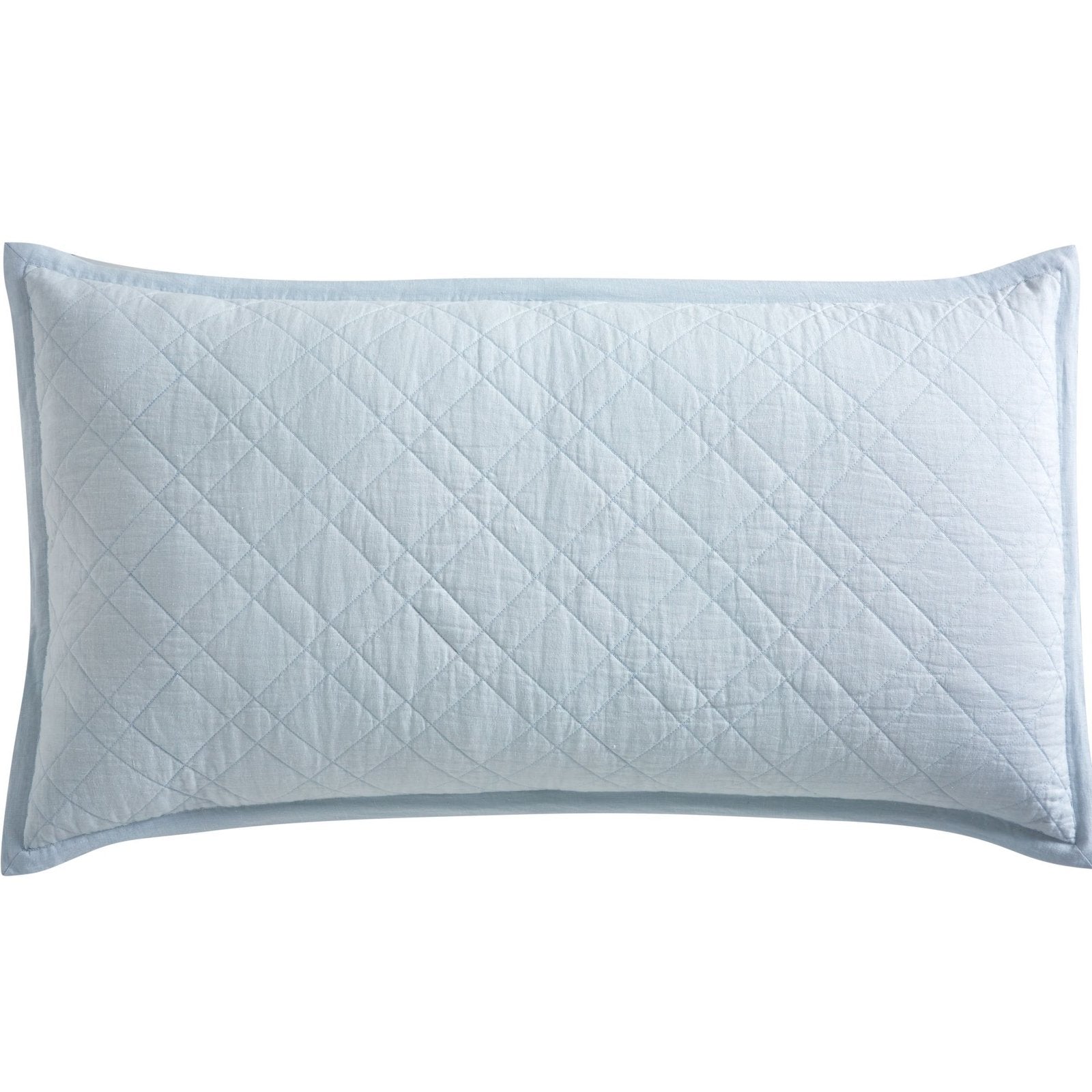 SS-255-2026_2|Light blue quilted pillow sham with diamond stitching, soft cotton fabric. Ideal for cozy bedroom decor, comfortable bedding.