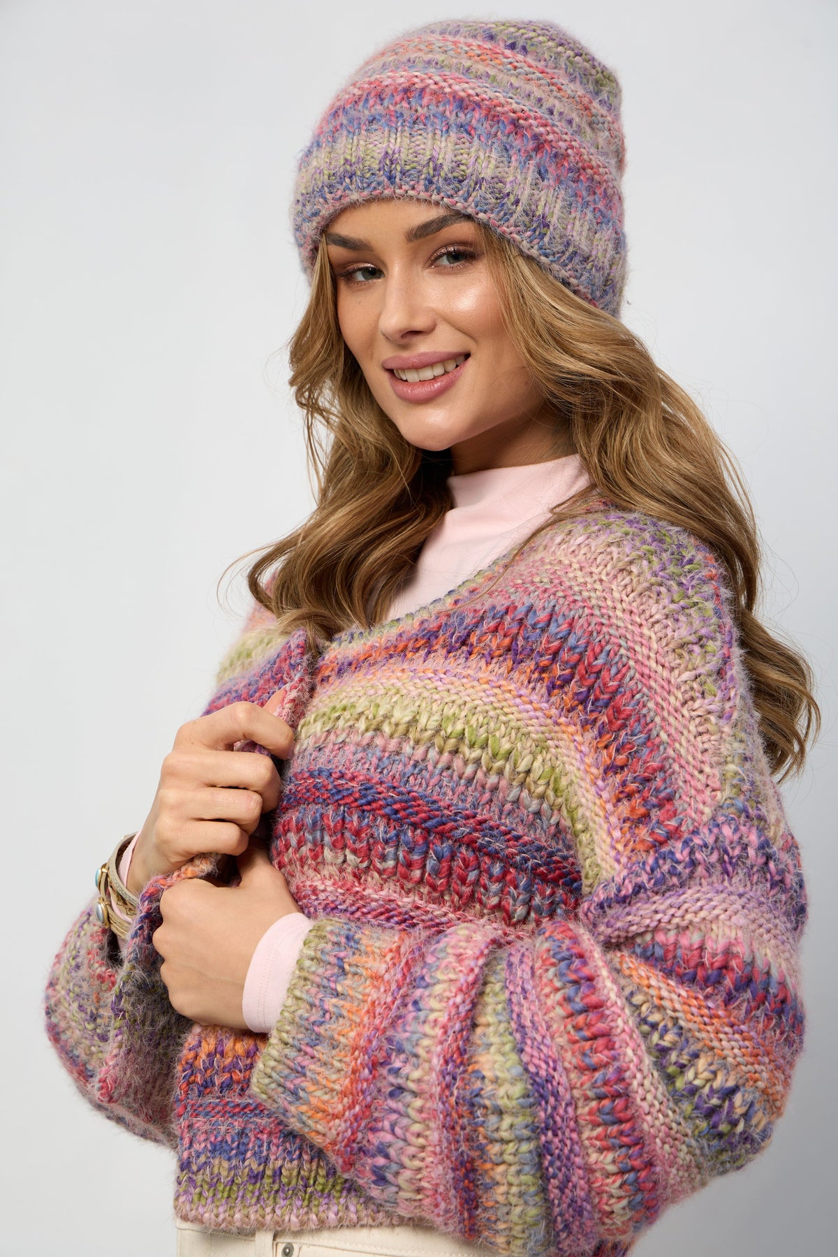 Multicolored Crop Knit Cardigan - Multi