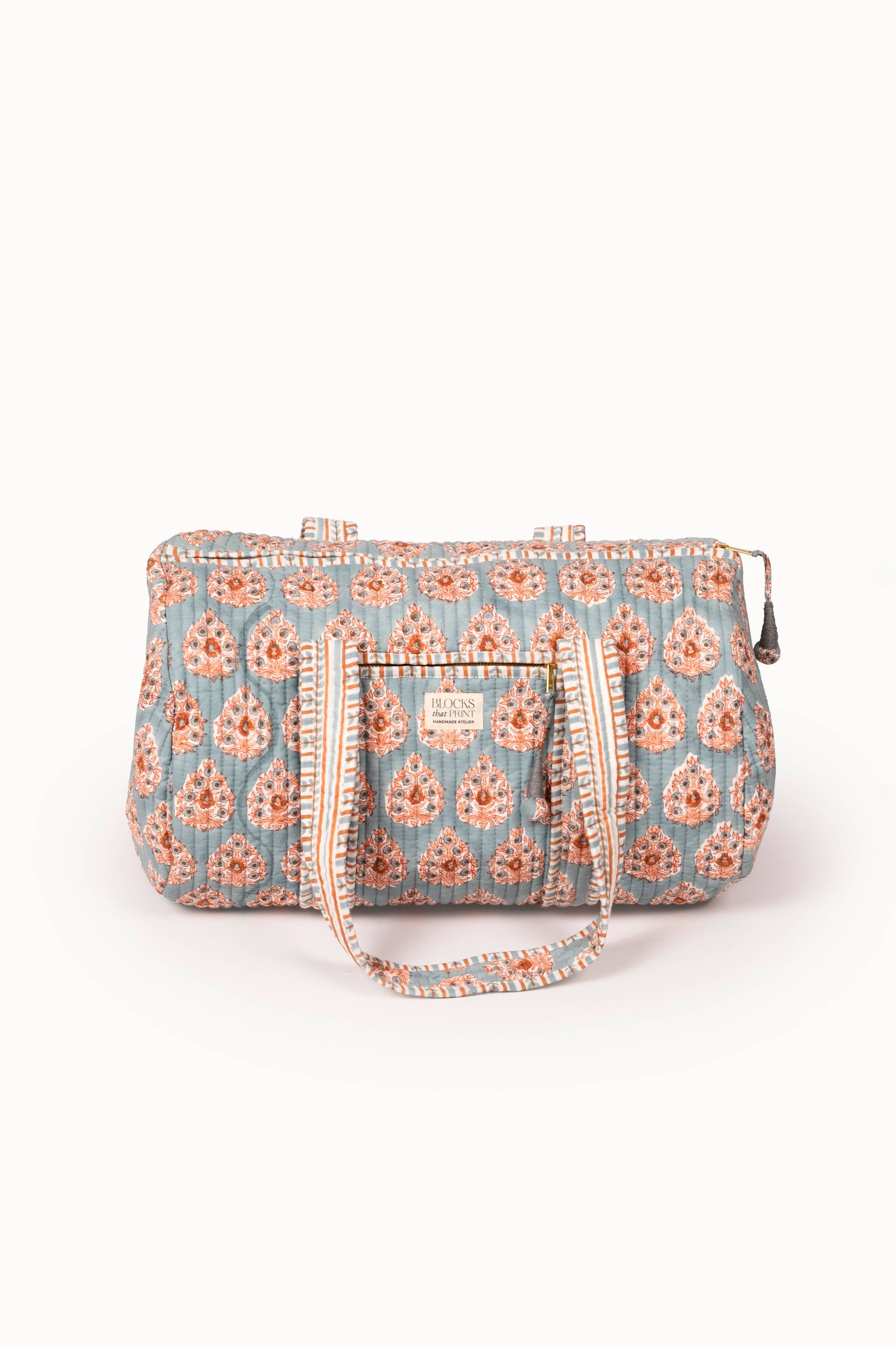 Terracotta Heirloom Buta Block Print Quilted Duffle Bag
