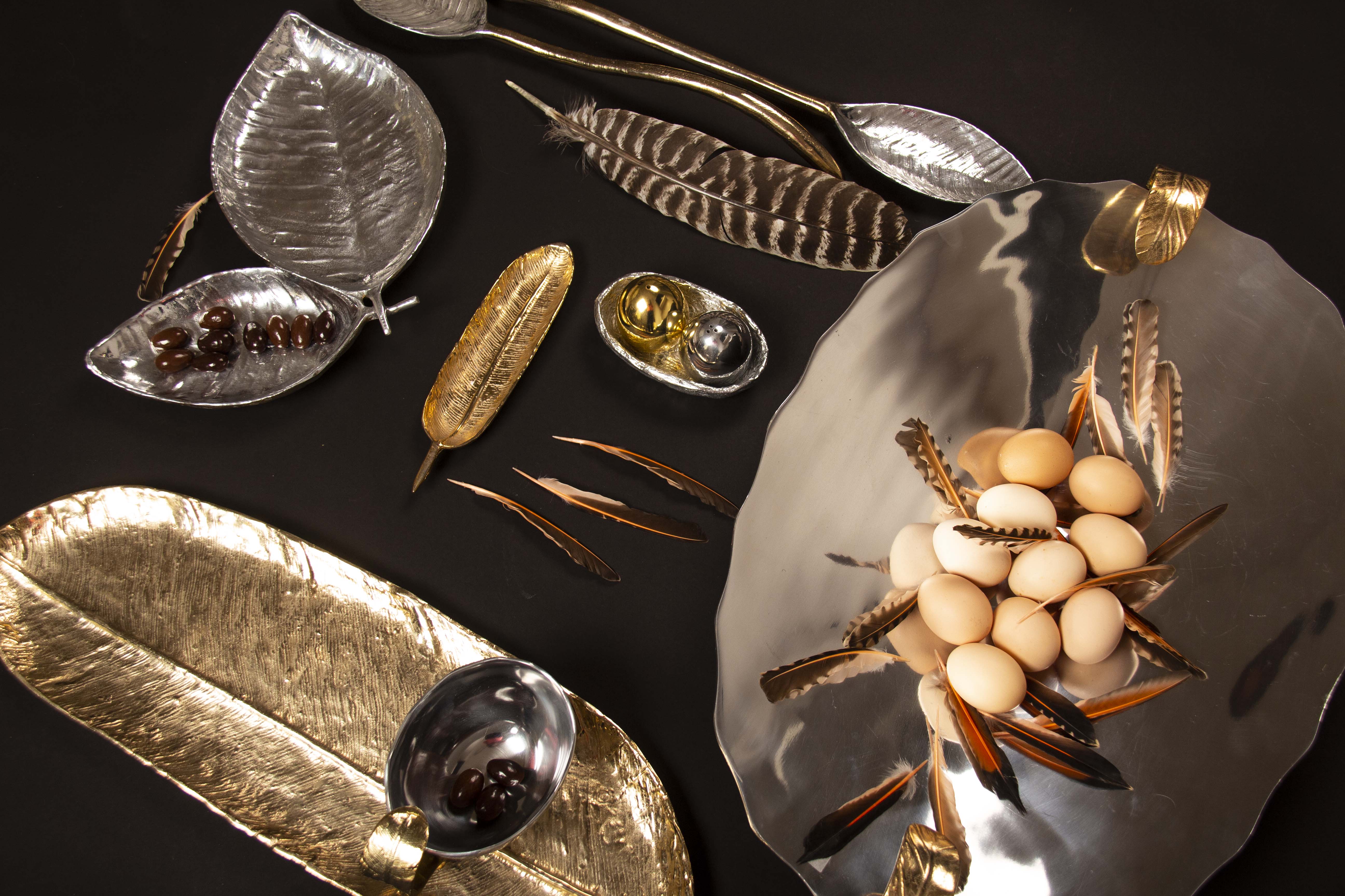 Nest Salt And Pepper W/Tray Silver/Gold - Nima Oberoi Lunares 