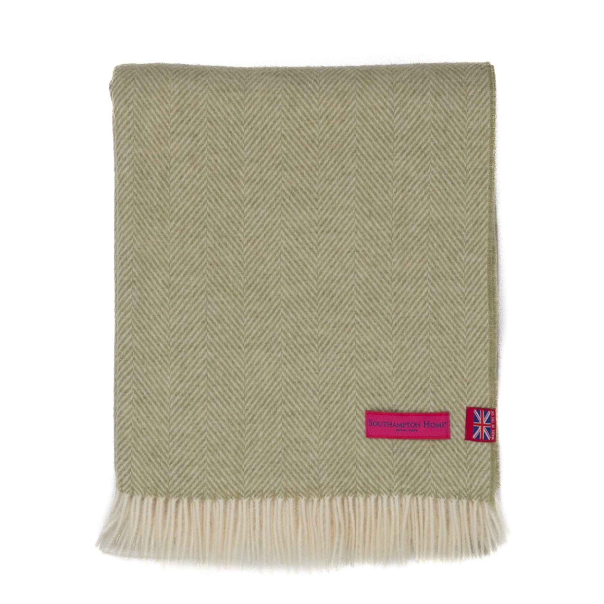 Southampton Home Merino Wool Herringbone Throw (Celery)-Throws and Blankets-[bar code]-Prince of Scots