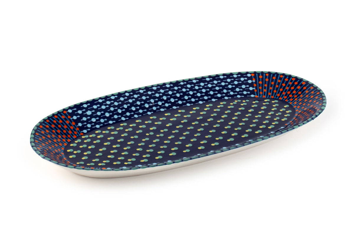 Ceramic Oval Serving Platter - Indigo
