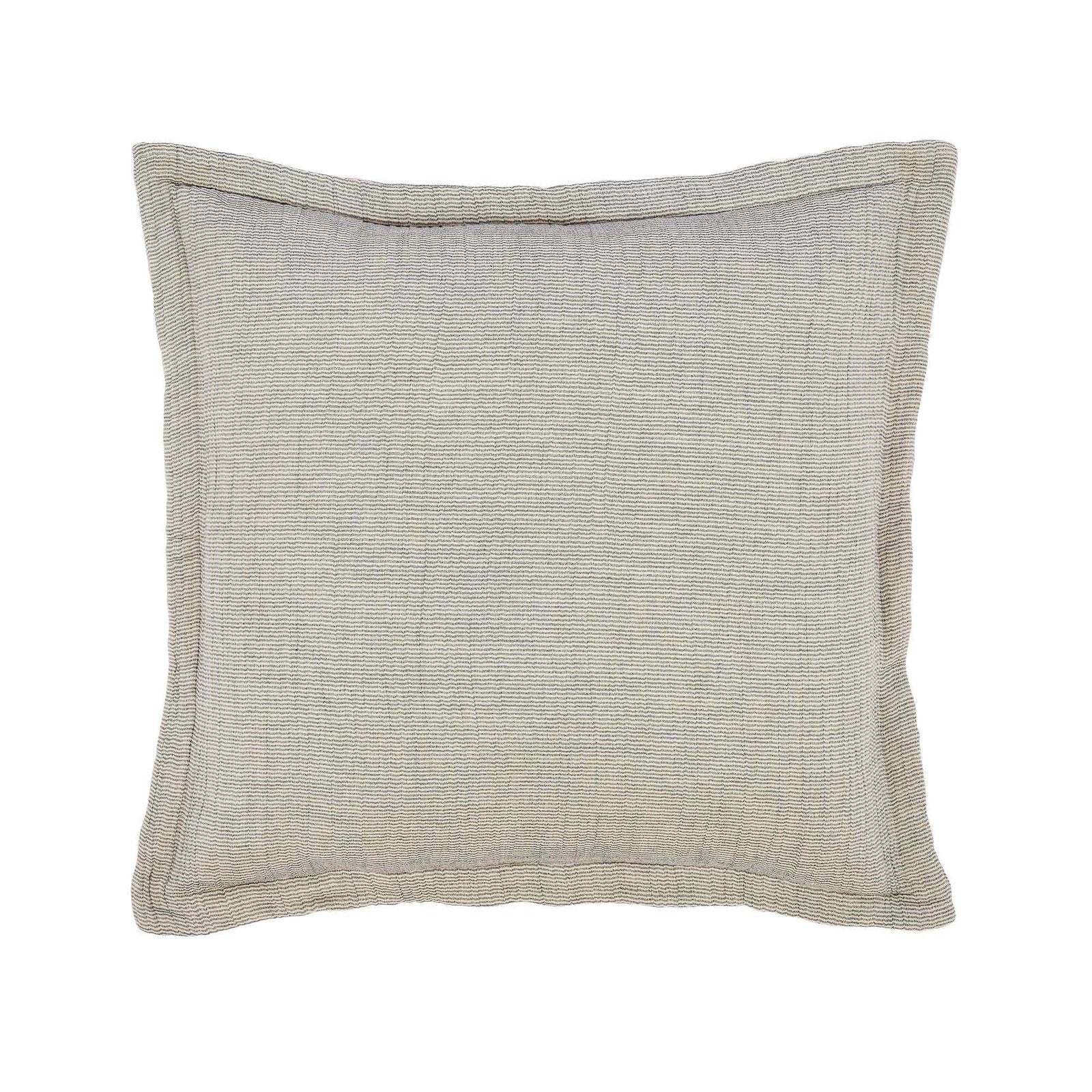ES-113-2626_1|Muted grey-beige striped woven blanket, versatile for modern or classic bedding. Soft throw for cozy comfort.