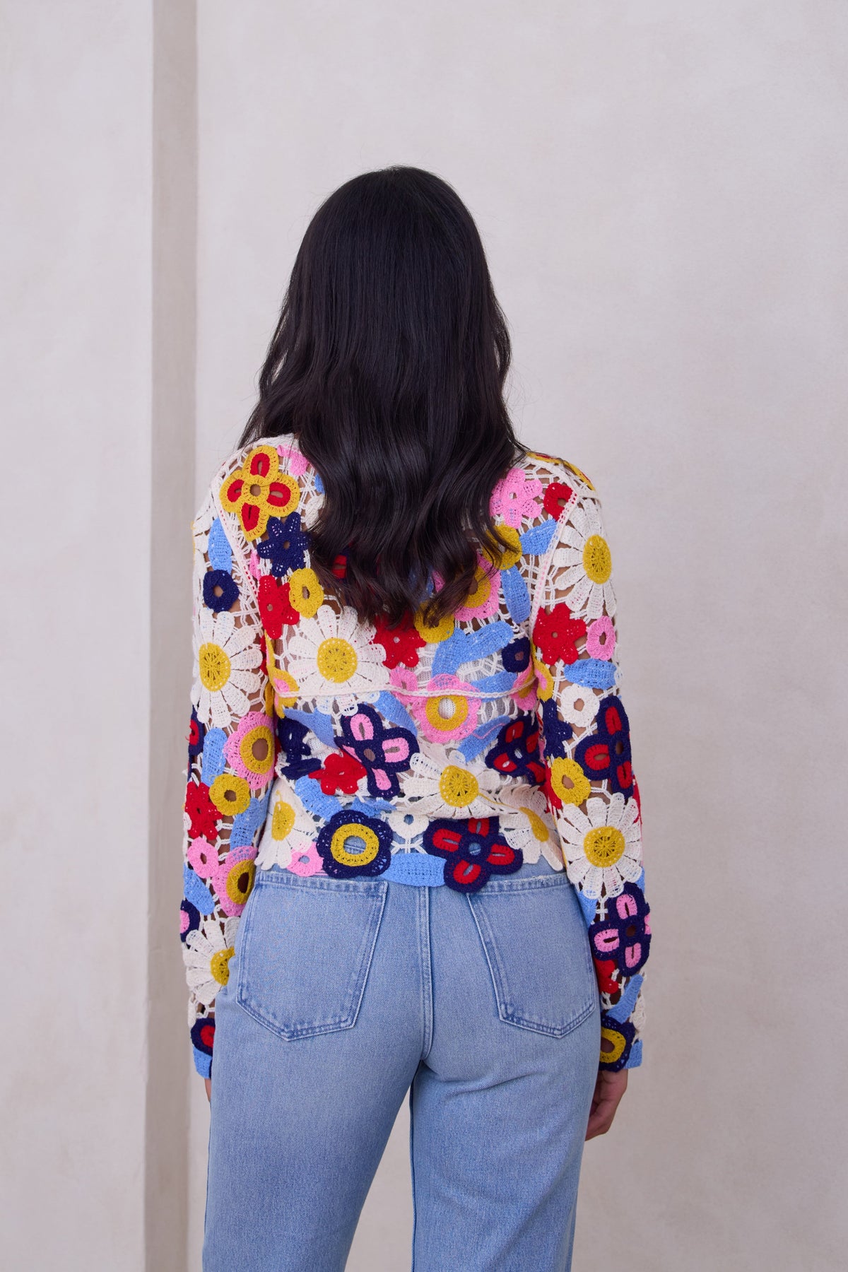 Flower Lace Crochet Jacket - Ivory