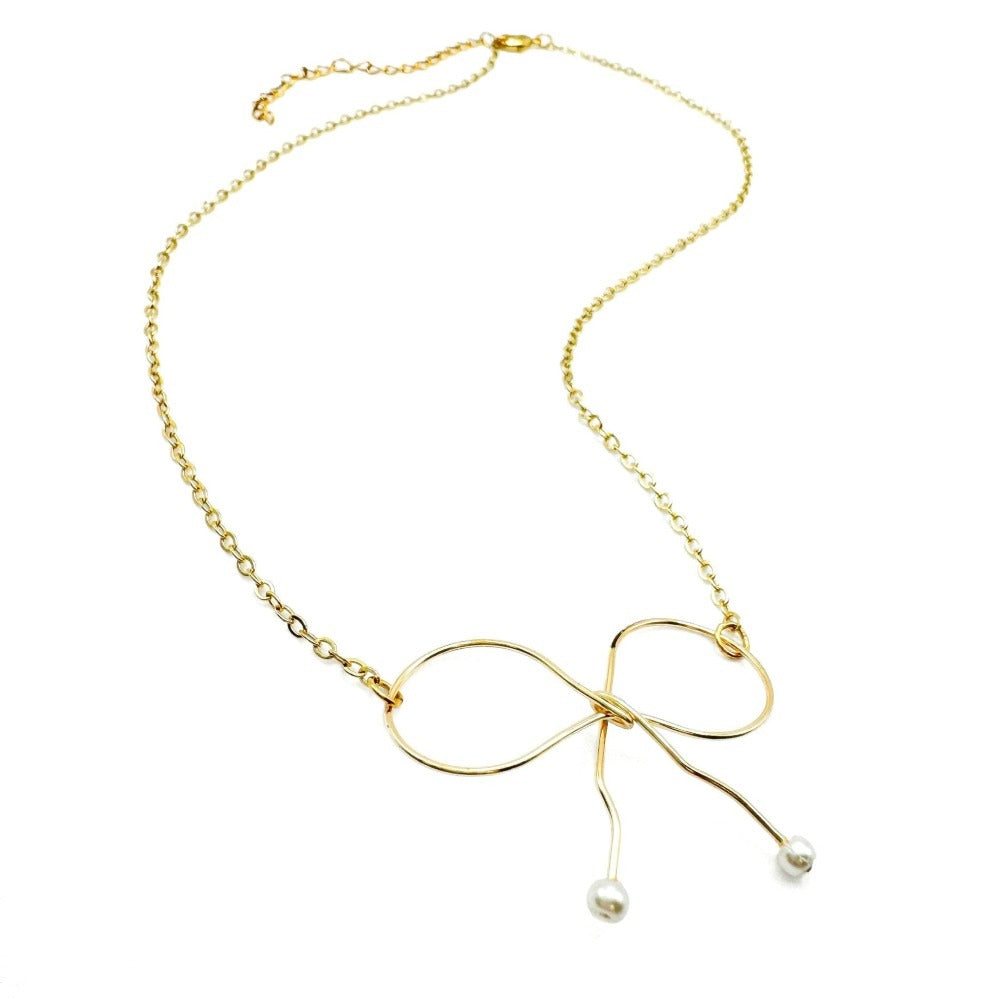 Pearl gold bow cute jewelry