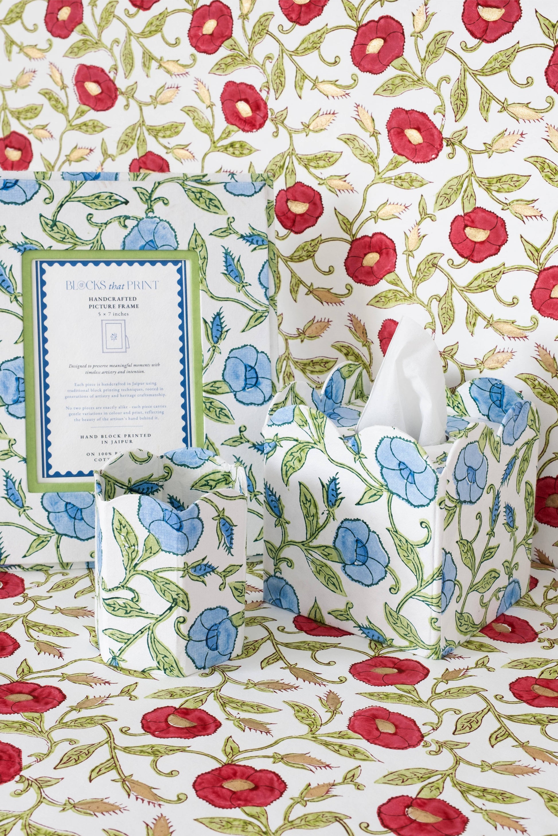 Block Print Storage/Waste Basket - Inaya (Collapsible)