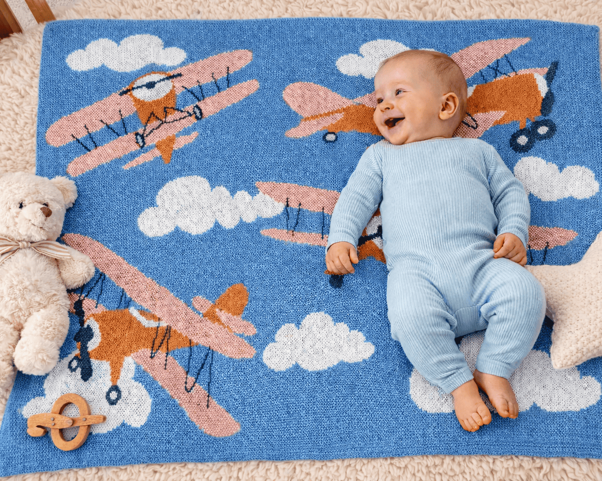 in2green Eco Baby Throws Baby Cotton Knit Blanket - Planes 601570194887 BB02PL1