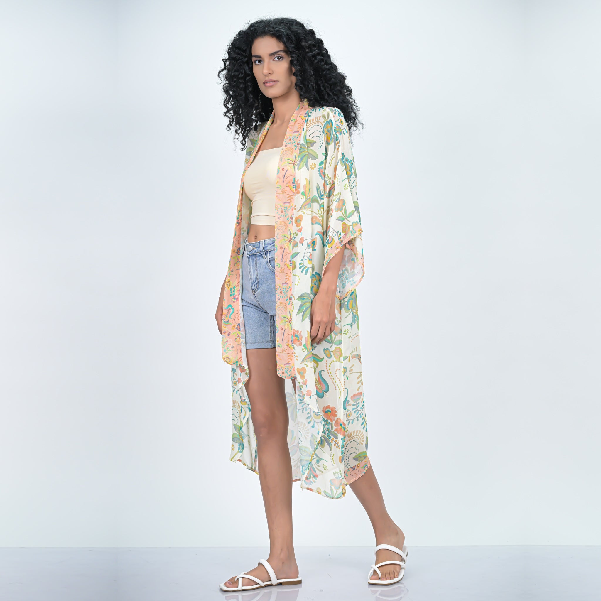 CHARMING FLORAL KIMONO - BEIGE