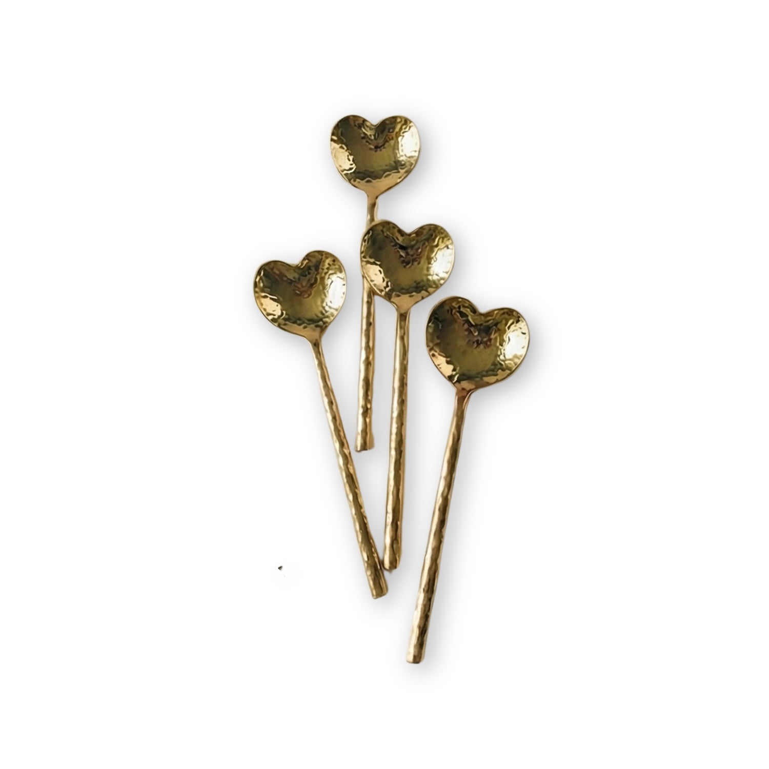 S/4 Heart-Shaped Brass Cocktail Spoons
