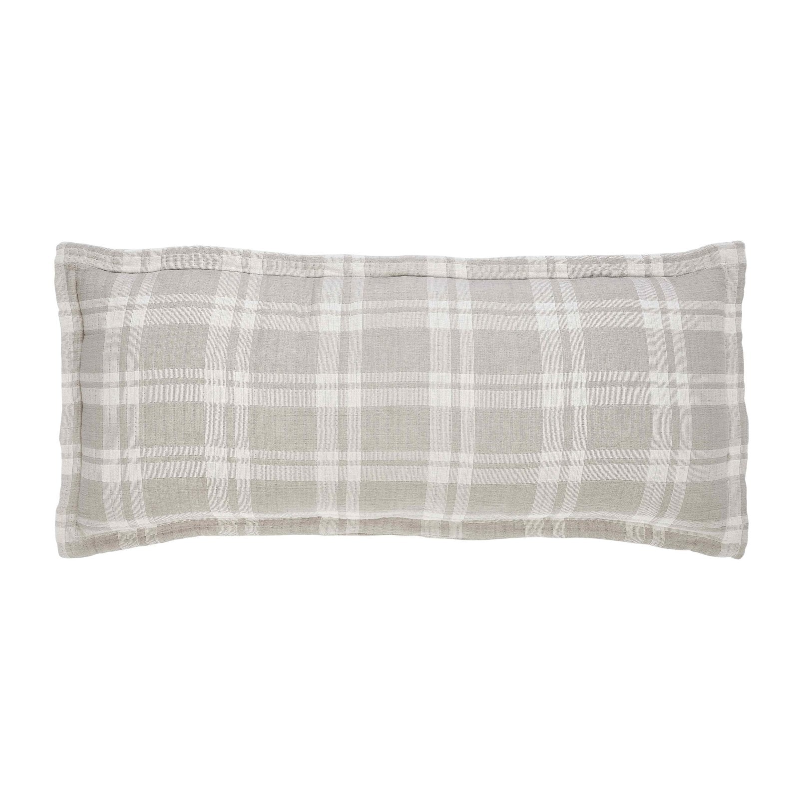 TP-120-1640_1|Stylish gray and white plaid throw pillow, perfect for adding a touch of rustic charm and comfort to any couch or bed.