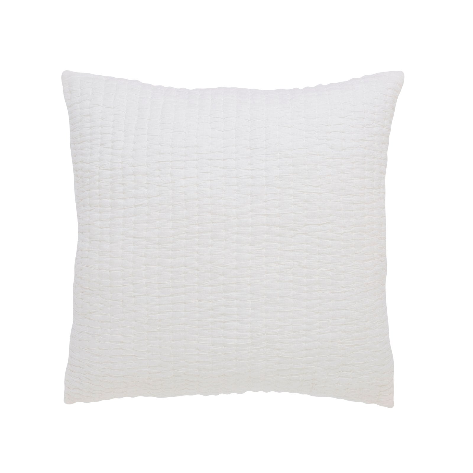 ES-359-2626-LOT1_1|White quilted square pillow featuring a subtle, textured rectangular pattern, adding modern elegance to bedding.
