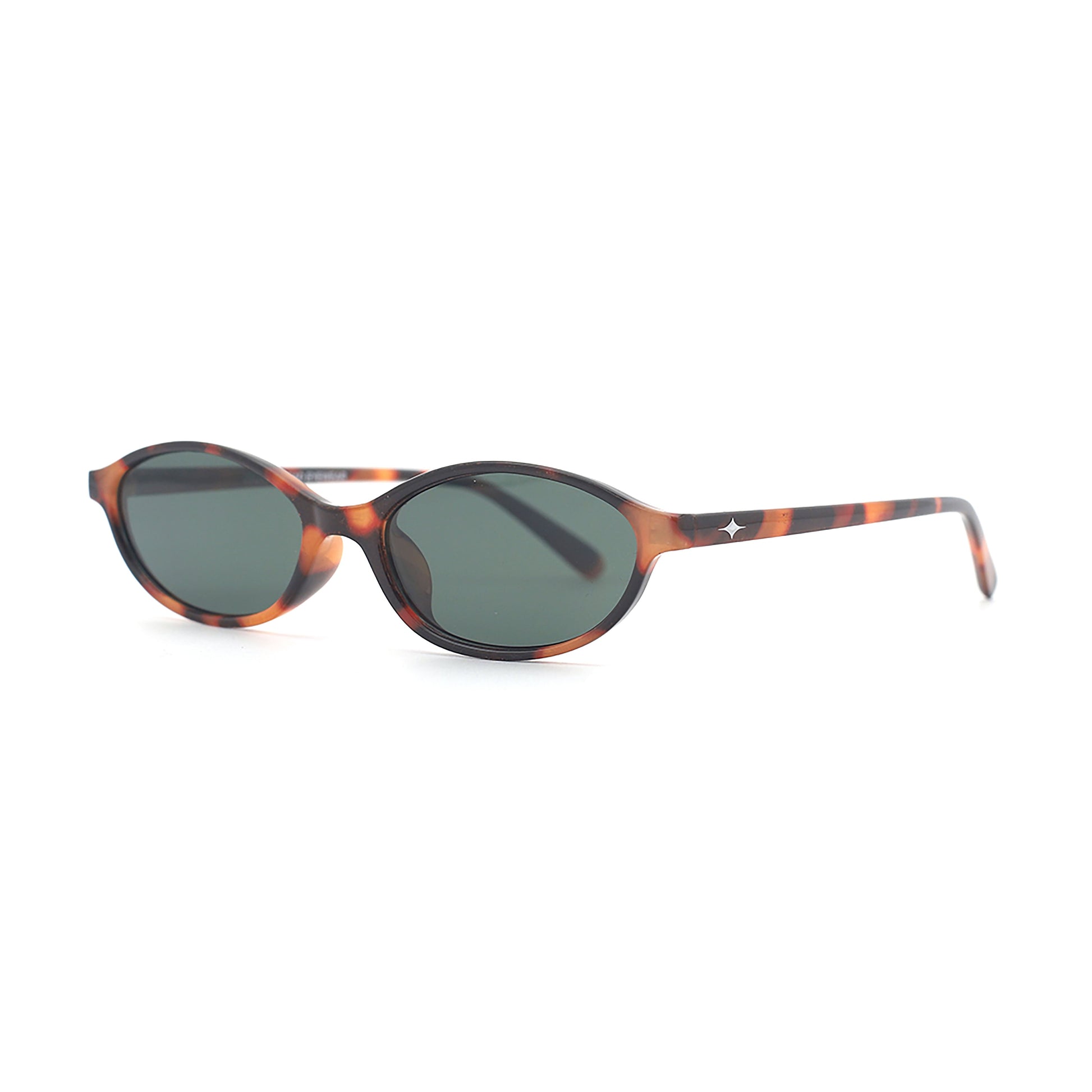 SAD Eyewear Celeste oval sunglasses in tortoise with polarized olive UV protection lenses