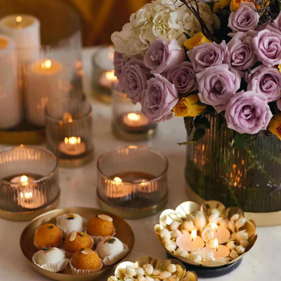 Fluted Glass Votive Set - Thumbnail 5