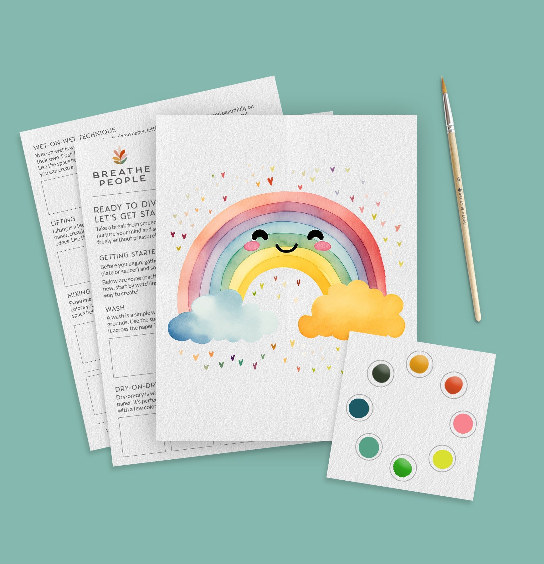 Kids Watercolor Party Kit Bundle All-in-One No Prep Birthday Activity