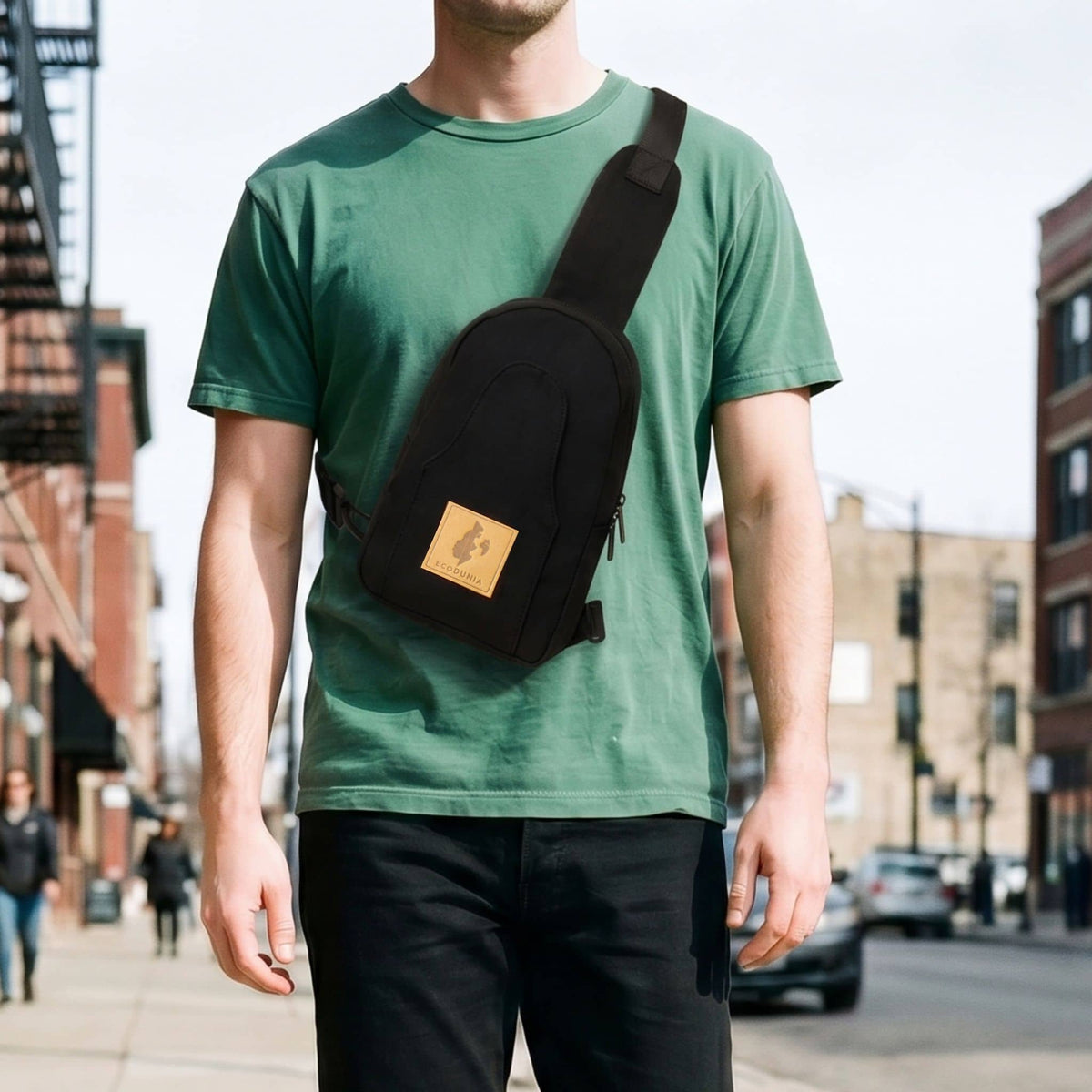 Buru small black canvas crossbody sling bag for men and women #color_black