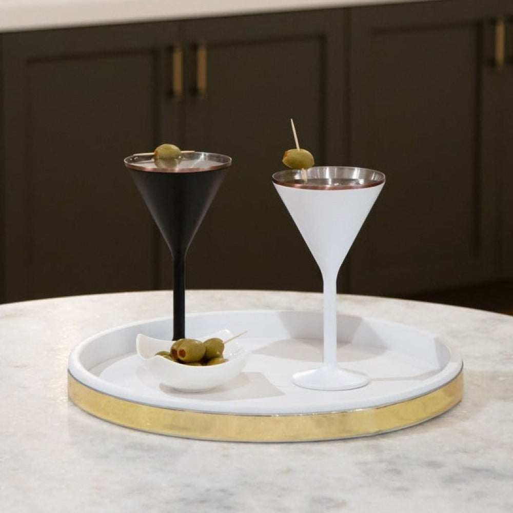 Stainless Steel Stemmed Martini Glass, Set of 2 - Black