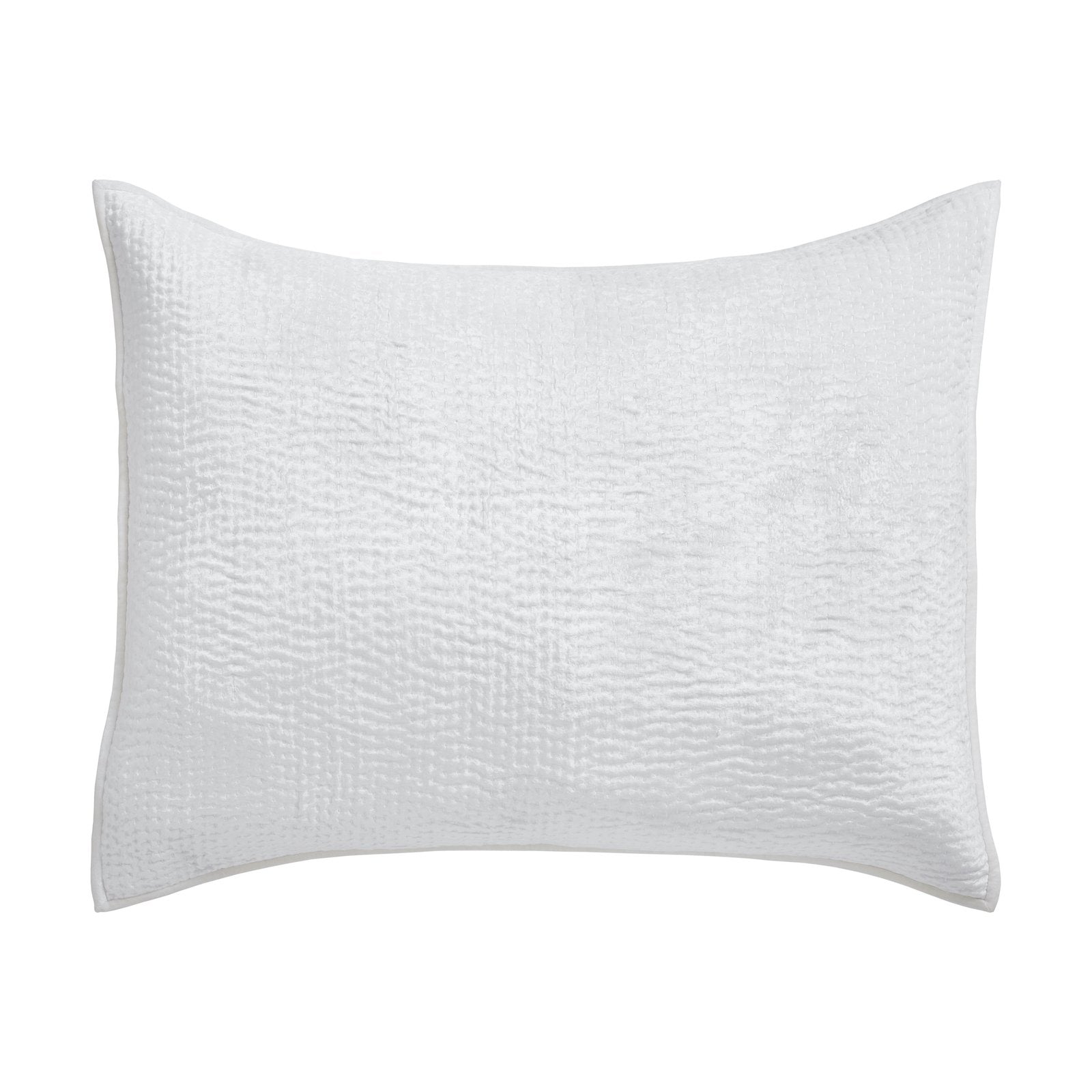DE-182-3137-LOT1_1|Crisp white textured waffle weave coverlet sham, adding a fresh and clean aesthetic to any bedroom decor.