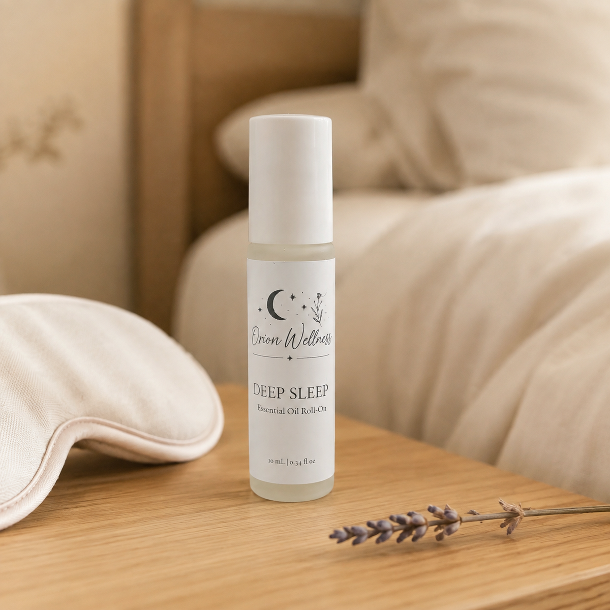Lifestyle view of Deep Sleep Essential Oil Roll-On, included in Deep Sleep Tea Ritual