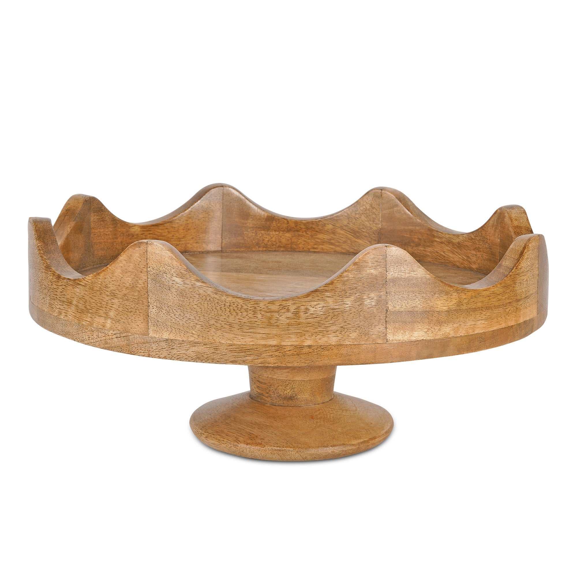Scalloped Pedestal Mangowood Bowl - Thumbnail 2