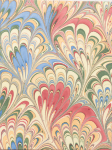 Hand marbled multicolor patterned paper, Inner Child design
